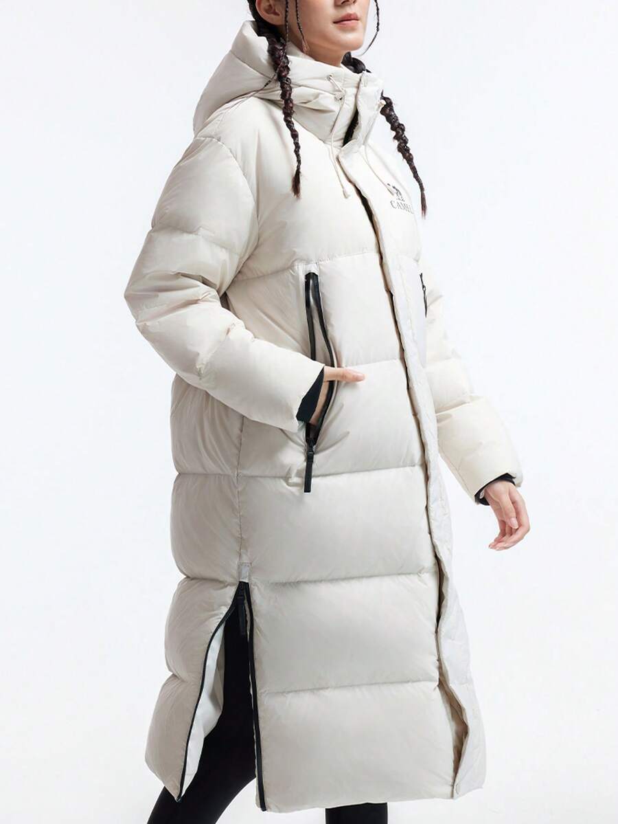 CAMEL CROWN 户外羽绒服，男女通用中长款加厚保暖三重防护专业羽绒服，秋冬季 - 橡木灰 - 查看 1