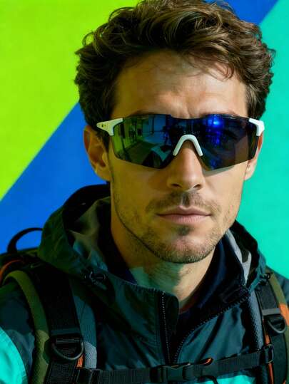 1pc/2pcs Men's Sports Fashion Glasses With Reflective Lenses - Outdoor Cycling Eyewear, Fashion Color Block Design For Hiking Camping ,Very Y2k, Elegant, Versatile, Great For Travel, Party, Beach,Vacay Vibes, Driving, Business, Thanksgiving And Christmas Gifts