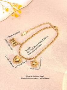 VceTd 这款时尚优雅的八角星不锈钢装饰吊坠手链，适合女性日常通勤或外出佩戴，也可作为礼物送给爱人或朋友。 - 金黃色 - 查看 5