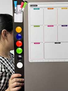 Reusable Magnetic Whiteboard Fridge Sticker With Erasable Red, Blue, Black Watercolor Pens, Dry Erase Weekly Planner Notepad - Magnetic Memo Board For Kitchen, Dining Room, School, Home, Office Decor - Multicolor - View 8