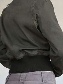 Chic Punk Zipper Long Sleeve Jackets Women Slim Solid 2024s New Streetwear Clothes Binding Waist Coat - Army Green - View 3