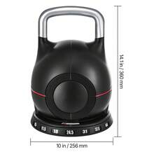 Kettlebell, Adjustable Kettlebell With 7 Weight Levels (5, 11.5, 18, 24.5, 31, 37.5, 44 Lbs), Die-Cast Aluminum And ABS Material, For Grip Strength Training, Full-Body Workout & Cross-Training - màu đen - Xem 10