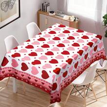 1pc Valentine's Day Tablecloth Is A Pink And Red Heart-Patterned Rectangular Polyester Tablecloth With A Romantic Holiday Style. It Features A Heart-Shaped Border And Various Heart Designs, Suitable For Home, Kitchen, And Dining Table Decorations. It's The Perfect Choice For Valentine's Day Celebrations And Romantic Dinner Decorations. Also Suitable As A Valentine's Day Gift, Home Decoration, Bridal Gift, And Valentine's Day Party Supplies. - Multicolor - View 7
