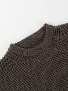 1pc Girls/Teens Casual Loose Comfortable Outdoor Thick Knit Long Sleeve Sweater, Autumn/Winter - Cà phê nâu - Xem 8