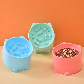 Tazón de alimentación lenta - Dispensador de alimentos para mascotas anti-atragantamiento con diseño similar a los dulces de digestión lenta, plato de alimentación de plástico duradero anti-arcadas para el control de bolas de pelo y la salud digestiva, dispensador de alimentos de alimentación lenta (Rosa//Verde)