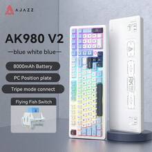 AJAZZ AK980 V2 三模式热插拔无线机械键盘,1.14 英寸彩色屏幕 + 音量旋钮,98 键布局,带底光的密封结构,RGB 可自定义机械键盘 - 包含拔键器和可拆卸线缆 - 官方配置 - AJAZZ 官方正品 - 查看 16