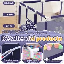 Corral Para Bebé Corral De Juegos Bebés, Corral Plegable Bebe Con Una Alfombra De Juegos, Con Aro De Baloncesto, Porteria De Soccer Y 20 Bolas Oceánicas Apto Para Uso En Interiores Y Exteriores Por Niños De 0 A 6 Años - azul real - Ver 4