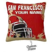1 chiếc vỏ gối mềm in hình mũ bảo hiểm bóng đá San Francisco theo yêu cầu cá nhân, có thể tự thiết kế chữ kỷ niệm, hình chữ nhật dệt dành cho người hâm mộ thể thao, vỏ gối in ảnh cá nhân tùy chỉnh, quà tặng cho gia đình, bạn bè, không kèm ruột gối. - Nhiều màu - Xem 10