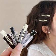 2个新款黑白波点发夹，简约甜美女孩刘海侧夹发饰 - 彩色 - 查看 4