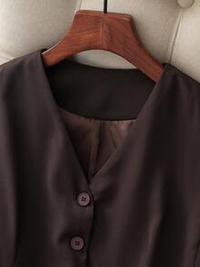 Damen neue modische und elegante Weste, vielseitig einsetzbar für Büro, Pendeln, Lässig bekleidung. Einfarbiger Webstoff, Weste mit Fake-Taschen-Design, geeignet für Büro, Date Night, Hochzeit, Urlaub, Schule, Geburtstagsfest, Reisen, Frühling/Sommer/Herbst