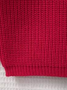 Unisex Baby Classic Solid Color Crew Neck Knit Sweater Top, Crew Neck Design, Solid Color Design, Solid Color More Suitable For Handmade Embroidery By Mothers, Add Some Elements Mothers Like, Suitable For Casual Wear Or Layering - Red - View 5