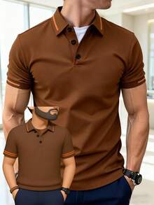 Chaqueta de béisbol informal de para deportes al aire libre, Día del Padre Chaqueta con capucha de contraste, casual para hombre, primavera otoño - Café integral - Ver 1