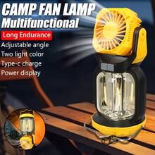 1PC Multi-Function Powerful Fan Camping Light With Battery Indicator, Fast-Cooling Fan, Multi-Purpose Hook, Type-C Charging, Dual Light Colors (3+2 Modes), Daily Waterproof, Ideal For Outdoor Camping, Family Picnics, Garden Parties, Fishing, And More - Multicolor - View 1