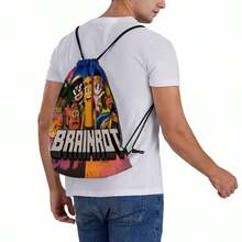 1pc Italian Brainrot Anime Backpack - Heavy-Duty Oxford Soft-Shell Backpack With Drawstring Closure, Lightweight And Easy To Carry, With Practical Pockets - Suitable For Fitness, Travel, Sports, Daily Use - Fun Cartoon Backpack, Suitable For Gamers, Anime Fans, Brainrot Game Enthusiasts - Durable Unisex Backpack - Multicolor - View 6