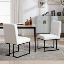 Chummaven Modern Kitchen Dining Chairs Set Of 2 Kitchen Dining Chair In Linen, High Back Design And Metal Legs Suitable For Restaurants And Kitchens, White - White - View 9