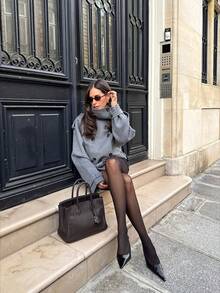 Vintage Style Solid Color Double-Breasted High Collar Women Jacket, Commuter Women Coat For Autumn/Winter Spring - Light Grey - View 6