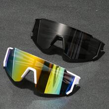 2pcs/Set Men's Plastic Sports Wrap-Around Y2K Style Decorative Fashion , Suitable For Daily Wear, Photography, Shopping, Cycling, Skiing, Etc. Party, School, Beach Accessory Glasses, Essential For Summer Beach Vacation, Outdoor Activities, Travel - Multicolor - View 5