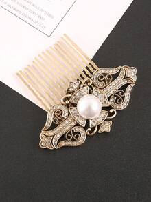 مشبك شعر معدني عتيق بطراز باروك مزين بنجمة وقمر من البلور، دبوس تسريحة الشعر، إكسسوارات تصفيف الشعر