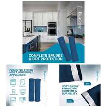 - Juego de 4 fundas para manijas de puerta de refrigerador, mantiene tus electrodomsticos limpios de manchas, goteos, manchas de alimentos, aceite, protector de decoracin para nevera, - Microondas + Azul - Ver 1