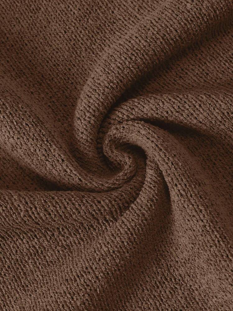 纯色复古叠层短款背心，男女皆宜，休闲简约针织大码毛衣背心，适合度假、上学、居家、日常、机场、运动健身，春、夏、秋、冬四季皆可穿着。 - 咖啡棕 - 查看 5