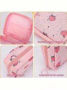 1pc Nylon Printed Sanitary Pad & Cosmetic Organizer Bag, Portable Storage For Fall Home Decor For Travel Storage Bag,Makeup Bag,Cosmetic Bag,Vacation Organizer,Large Capacity Makeup Organizer Makeup Case, For Lipstick, Brush, Skincare, Mobile Phone, Coin, Small Items, For Home,Gift,Vacation And Festival Halloween Christmas Multifunctional Use,Boho Vibes - Multicolor - View 10