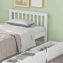 Bed Frames - White + Solid Wood - View 7