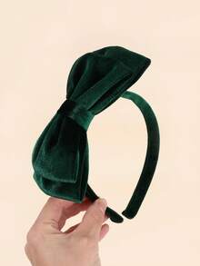 1 szt. Ciemnozielona opaska na głowę z kokardą dla dziewcząt w jednolitym kolorze aksamitna opaska na włosy z kokardą Elegancka bordowa kokarda na głowę Jesienno-zimowa kokarda Akcesoria do włosów dla nastolatków