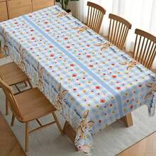 1pc Blue Plaid Easter Bunny Tablecloth, Cute Holiday Style Dining Table Decor, Durable Polyester Fabric, Easy To Clean, Essential For Family Gatherings, Suitable For Daily Dining Room, Living Room, Outdoor Picnics, Easter Theme Parties, Indoor/Outdoor Use - Multicolor - View 15