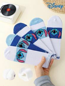 Disney 1/5/10双装卡通可爱个性化儿童袜子，时尚休闲舒适透气防臭吸湿学生袜，实用时尚，图案吸汗，多功能低帮袜，适合日常穿着，返校季和节日礼物，圣诞新袜，邻居追逐链接 - 彩色 - 查看 6