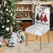 - Juego de 4 fundas para sillas de comedor de Navidad, pinos rojos, elsticas, extrables y lavables, protectores de silla para comedor y decoracin del hogar - Blanco y rojo + 8 - Ver 4