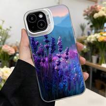 Carcasa para iPhone con diseño de lavanda púrpura y montañas al atardecer en tonos azules y rosados ideal para uso diario y ocasiones especiales Aplicable a los teléfonos de la serie Apple y Galaxy - Blanco - Ver 2