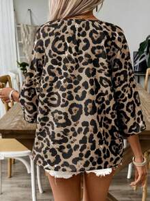 KeKe Bloomly 女士时尚豹纹宽松开衫，通勤、约会、派对、海滩、度假等场合皆宜 - 彩色 - 查看 2