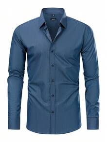 Rand paul Men's Long-Sleeved Dress Shirt With Thin Stripes, Perfect Cut And Soft Fabric - 藏蓝色 - 查看 1
