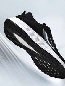 Zapatillas de tenis antideslizantes para hombre, ligeras y cómodas, diseño de choque de colores negro y rojo, estilo sencillo y a la moda, adecuadas para deportes, caminar, correr, fitness, fiesta, viaje y uso diario - Blanco y Negro - Ver 6