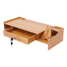Computer Monitor Stand,  48*20*10.5cm Computer Rack With Lockable Drawer, Monitor Stand - 木頭 - 查看 10