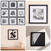 12x12 Picture Frames Set Of 9 With Mat For 8x8 Photos Or Without Mat For 12x12, Square Gallery Wall Decor Collage For Picture Display, Black Frame Set For Wall Hanging - màu đen - Xem 2