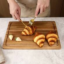Fashionable Rosewood Cutting Board With Built-In Juice Groove - Multifunctional Cheese Board, Tea Set Snack Tray, Serving Platter For Steak, Bread, Pizza, Meat, Washable Fruit And Vegetable Chopping Board, Essential For Kitchen, Dining Room, Apartment - Brown - View 9