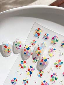 1张韩版ins风彩色混合波点美甲贴纸，糖果泡泡DIY美甲贴花，可爱美甲装饰 - 彩色 - 查看 2