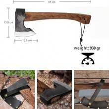 Wood Axe Small Outdoor Camp Hatchet For Splitting And Kindling HandForged With Sheath High Carbon Steel Garden Camping Tools Survival Chopping Forged Viking Axe With Beech Handle - 木頭 - 查看 2