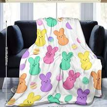 1pc Easter Bunny Print Flannel Throw Blanket - Soft, Cozy, And Lightweight Multi-Color Design With Colorful Easter Eggs And Bunnies - Perfect For Holiday Gifting, Sofa, Or Bed Decor - Available In Multiple Sizes, Holiday Throw | Playful Pattern | Soft Texture, Easter, Soft Flannel Blanket - Multiple Sizes, Cozy Must-Have - Nhiều màu - Xem 7