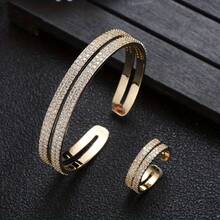 1 Set Sparkling Bangle & Ring Set, Elegant Design, Suitable For Daily Wear, Great Gift For Girlfriend - Multicolor - View 7