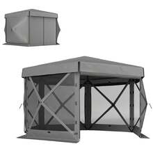 12' X 12' Hexagonal Pop Up Gazebo, Outdoor Canopy Tent - Xám đậm - Xem 3