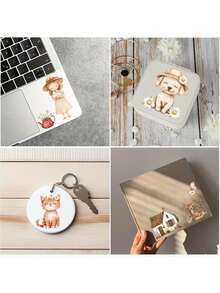 3张春夏田园风农场花卉动物DIY UV DTF转印贴纸，适用于工艺品、手账、玻璃杯、咖啡杯、瓶子、花瓶、笔记本电脑、手机壳、贺卡贴纸、插画、剪贴簿、装饰转印贴纸、家居装饰，6.8厘米 - 彩色 - 查看 9