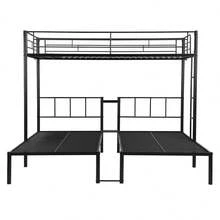 Twin Over Twin Over Twin Bunk Bed ,Triple Bunk Bed With A Vertical Ladder, Metal Frame Bunk Bed With Safety Rail, Twin Over Twin Over Twin Triple Bunk - White + Metal - View 6