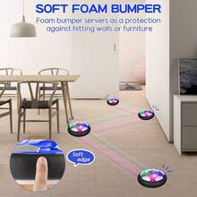 Toys Hover Hockey Soccer Ball Set With 3 Goals Rechargeable Floating Air Soccer Ball With Led Light And Foam Bumper Indoor Outdoor Sport Games Toys Gifts For Boys Girls Aged 3 4 5 6 7 8-12 - As Pic - View 3
