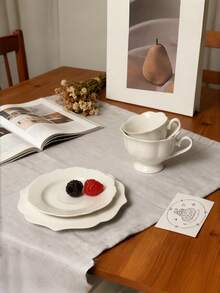 1 Set (1 Cup + 1 Saucer) Vintage Lace Rim Ceramic Coffee Cup & Saucer, 90ml & 200ml Floral Cup & Plate, Suitable For Afternoon Tea, Latte Art, Breakfast Milk, Bread & Dessert, Water, Couple, Espresso, Juice, Oatmeal, Office/Dorm/Restaurant/Cafe, Elegant Gift, Ramadan, Valentine's Day