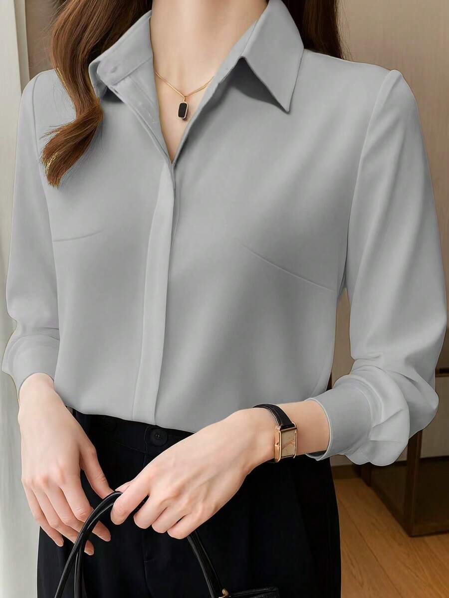 优雅设计感成熟港式风格女式衬衫休闲春季款