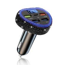 1pc Bling Bling Rhinestone Studded Car Charger, Fast Charging, USB A/C Car Phone Charger, Heart-Shaped LED Display Rhinestone Car Charger Adapter, Fast Charging, Supports Phones, Dashcams, GPS Etc., Handmade, Ideal Gift For Men And Women On Holidays/Birthdays - Multicolor - View 17