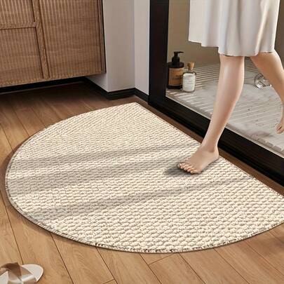 1pc Half-Circle Pineapple Ring Entryway Mat, Non-Slip Doormat, Beige Faux Jute Rug, Half-Circle Bathroom Mat, Thick Pineapple Ring Floor Mat, Washable Rug, Outdoor Mat, Kitchen Carpet, Kitchen Mat, Kitchen Rug, Doormat, Small Rug, Carpet, Runner Rug, Floor Mat, Area Rug, Outdoor Pad, Home Decor, Area Carpet, Bedroom Rug, Autumn/Winter Rug, Washable Carpet