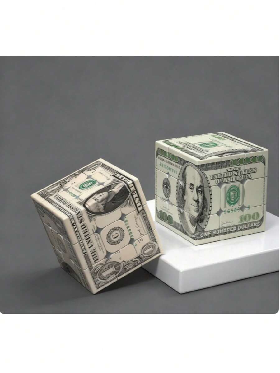 1张美元纸币图案3x3青年文化创意礼品，减压益智 - 彩色 - 查看 1